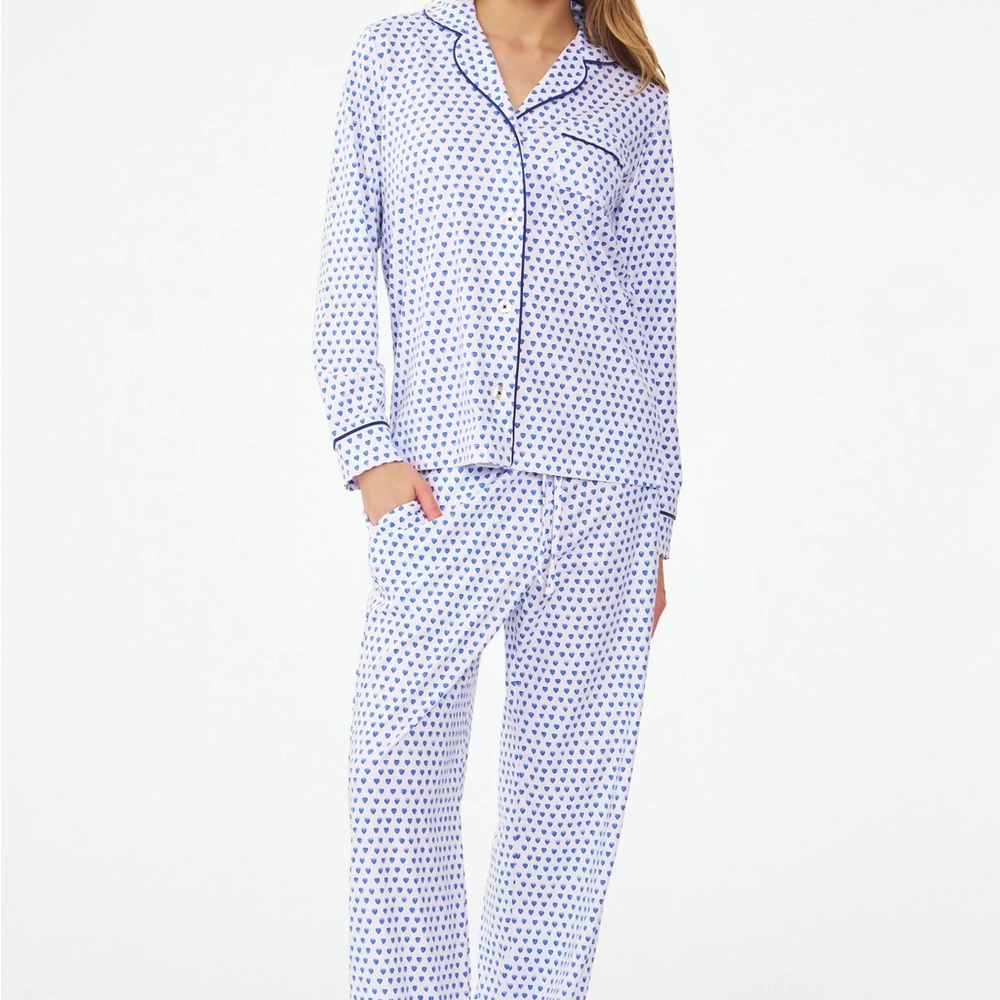 Hearts Long Sleeve Polo Pajamas
